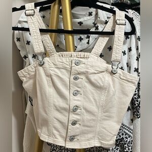 American Eagle Outfitters Light Cream Smocked Top